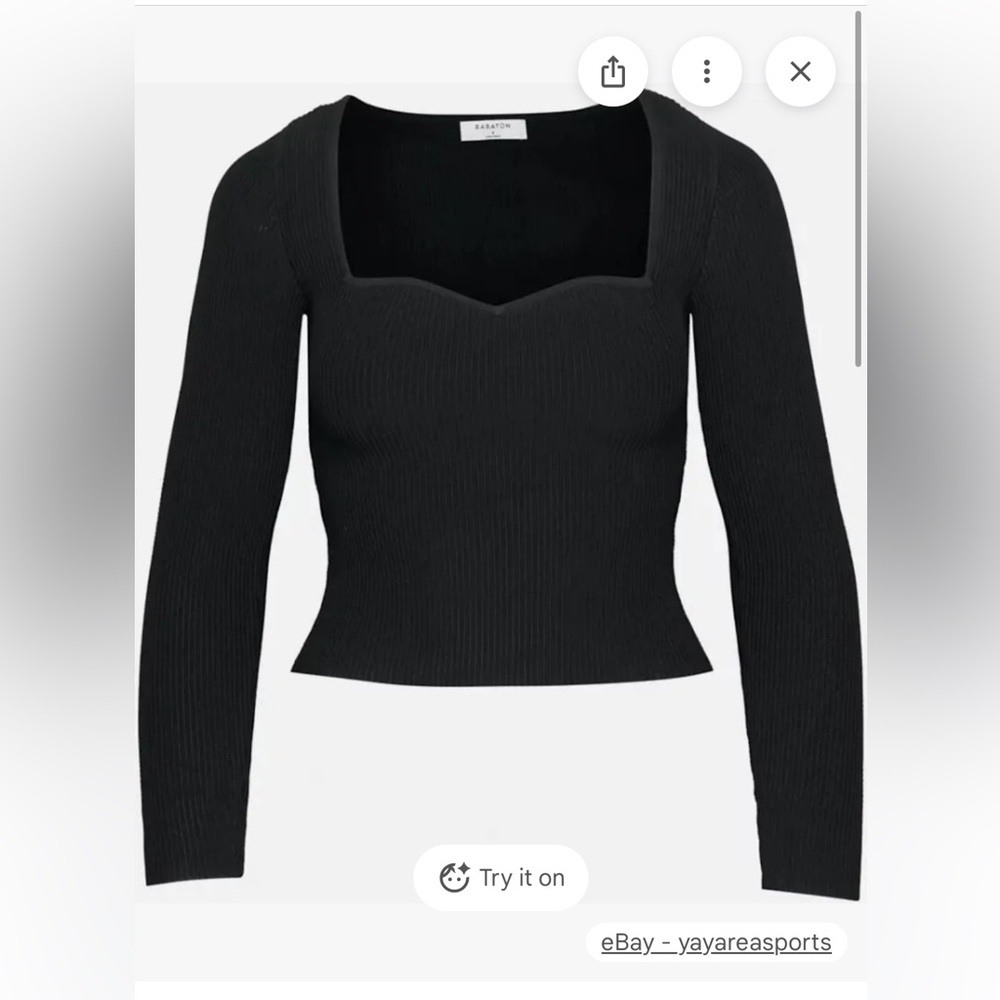 Babaton Black Long Sleeve sculpt  Ribbed Top